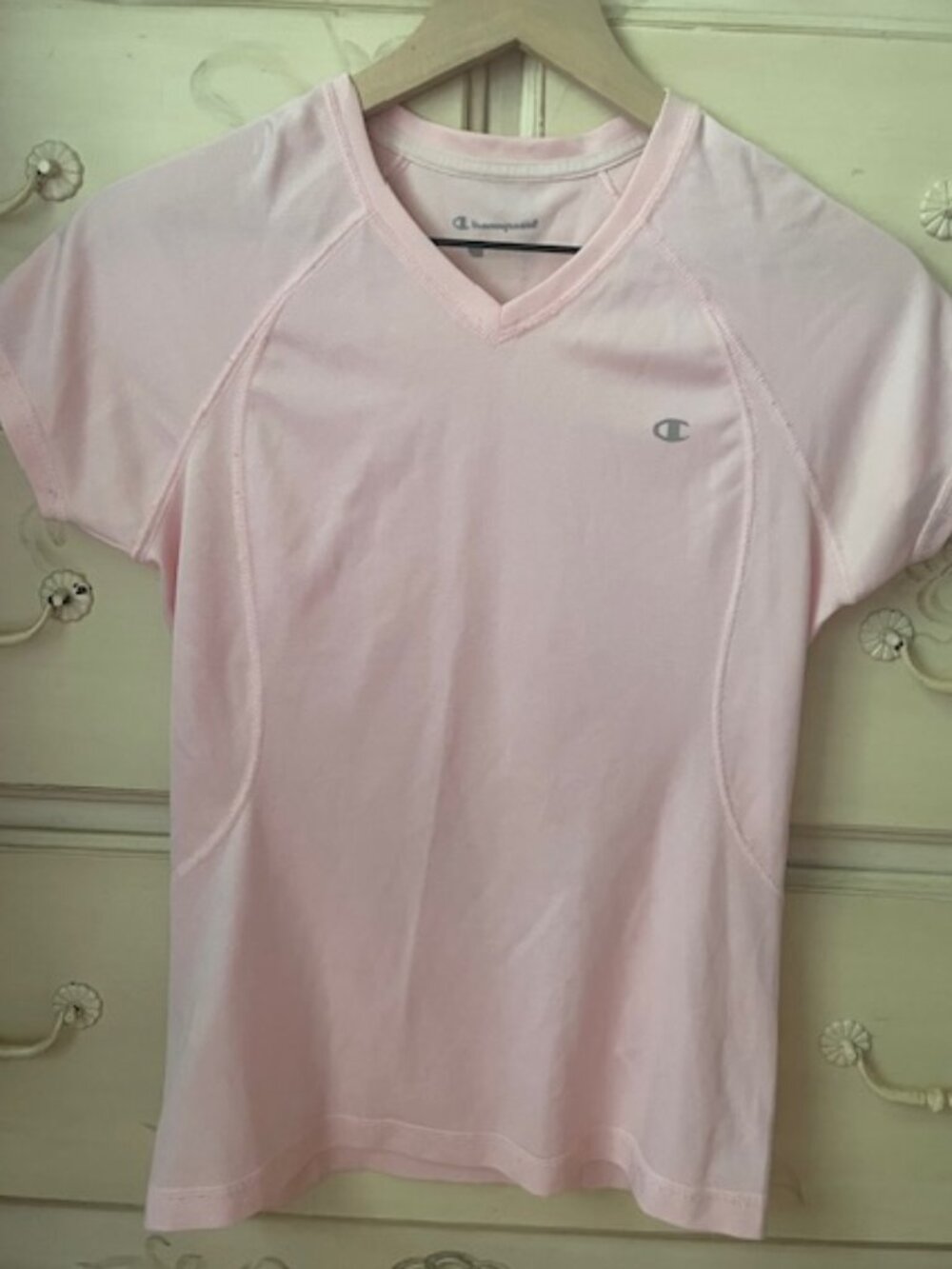 Champion Light Pink Short Sleeved Women's Athletic Shirt- size petite/small - Picture 1 of 4
